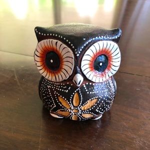 Vintage hand painted mini wood owl